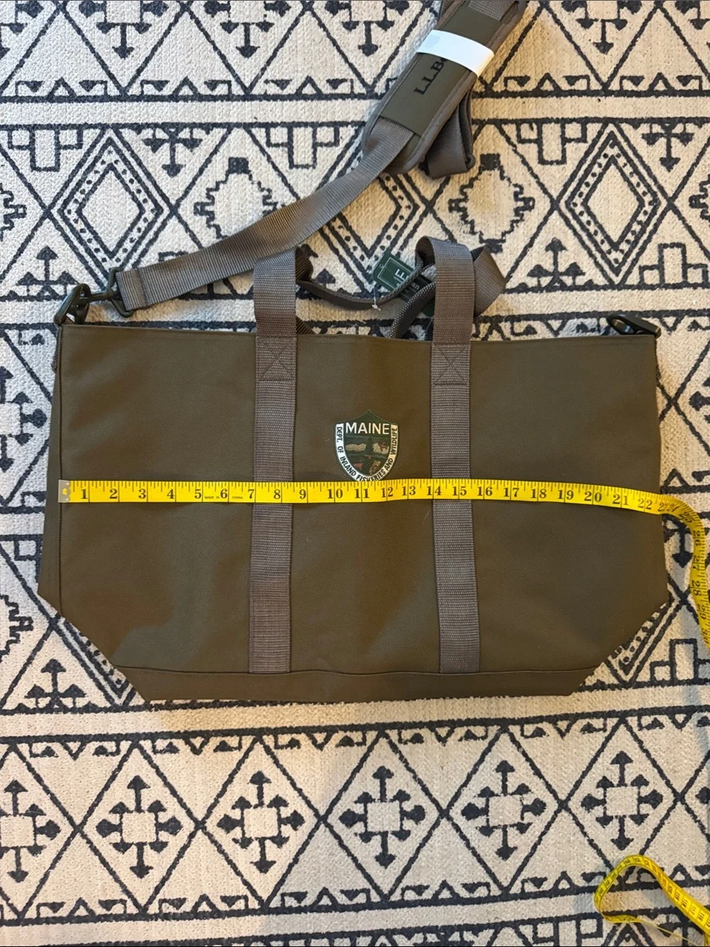 L.L. Bean Olive Green Canvas Maine Warden’s Tote Bag with short and Long Straps